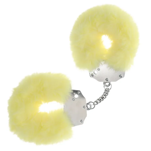 OUCH! Heavy-Duty Fluffy Cuffs Yellow - One Stop Adult Shop