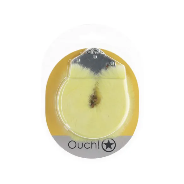 OUCH! Heavy-Duty Fluffy Cuffs Yellow - One Stop Adult Shop