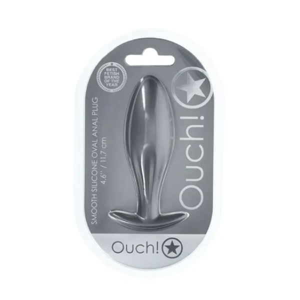 OUCH! Oval Anal Plug Gun Metal - One Stop Adult Shop