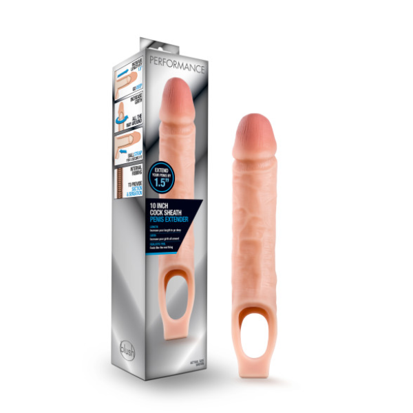 Performance 10in Cock Sheath Penis Extender Vanilla - One Stop Adult Shop