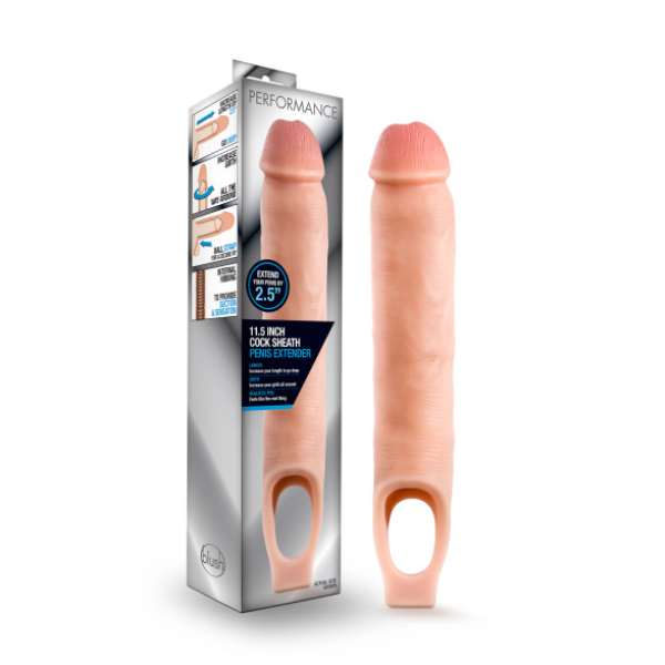 Performance 11.5in Cock Sheath Penis Extender Vanilla - One Stop Adult Shop