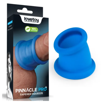 Pinnacle Pro Tapered Squeeze Blue Cockring/Ball Stretcher - One Stop Adult Shop