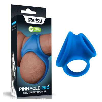 Pinnacle Pro Trio Grip Enhancer Blue Cock & Balls Ring - One Stop Adult Shop
