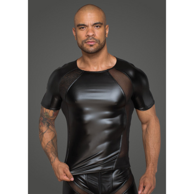 Power Wetlook Men T-shirt With 3D Net L - One Stop Adult Shop