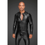 Power Wetlook Mens Jacket w Pleated PVC Epaulets XL - One Stop Adult Shop
