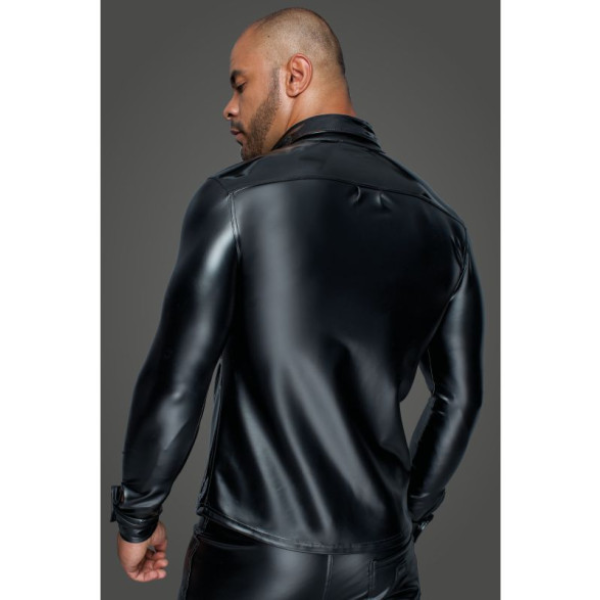 Powerwetlook PVC Long Sleeved Shirt w Button Placket XL - One Stop Adult Shop