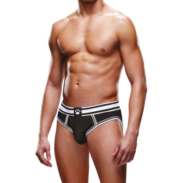 Prowler Open Back Brief Black/White L - One Stop Adult Shop