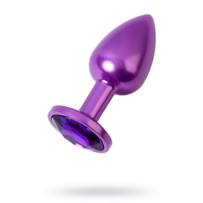 Purple Metal Anal Plug w Purple Crystal Small - One Stop Adult Shop