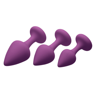 Purple Pleasures 3 Pc Silicone Anal Plugs - One Stop Adult Shop