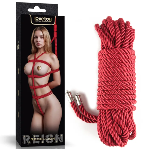 Rebellion Reign Silky Bondage Rope Red 10M - One Stop Adult Shop