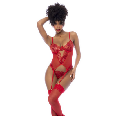 Red 2pc Set w/ Matching Thong L/XL - OSAS