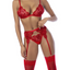 Red 3pc Set w/ Bralette, Garter Belt & Thong S/M - OSAS