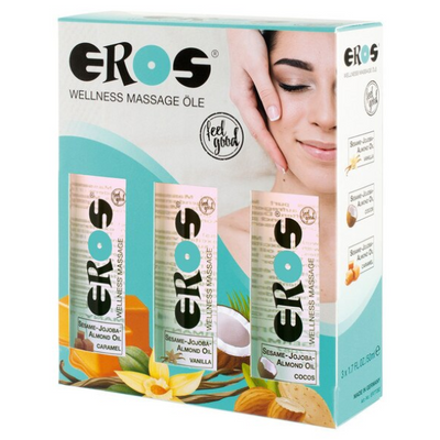 Eros Wellness Massage Oil Three Pack Vanilla Caramel and Cocos