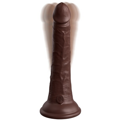 King Cock Elite 7in Vibrating Silicone Dual Density Cock w Remote Brown