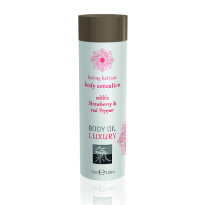 Shiatsu Luxury Body Oil Edible Strawberry & Red Pepper - One Stop Adult Shop