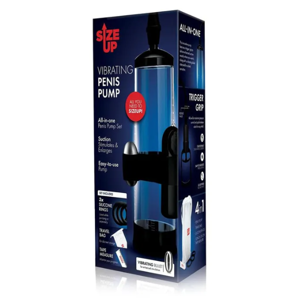 Size Up Vibrating Trigger Penis Pump - One Stop Adult Shop