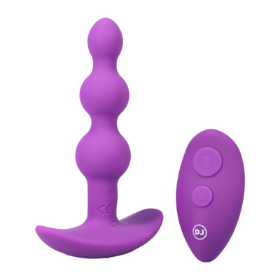 Beaded Vibe Rechargeable Silicone Anal Plug With Remote Purple - One Stop Adult Shop