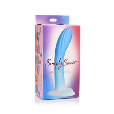 Simply Sweet 7" Ripple Silicone Dildo Blue/White - One Stop Adult Shop