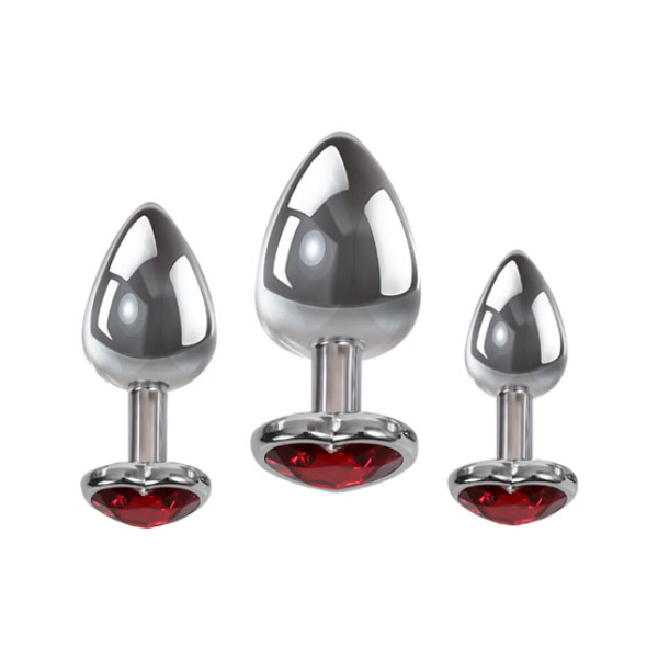 Adam & Eve Three Hearts Gem Anal Plug Set - One Stop Adult Shop