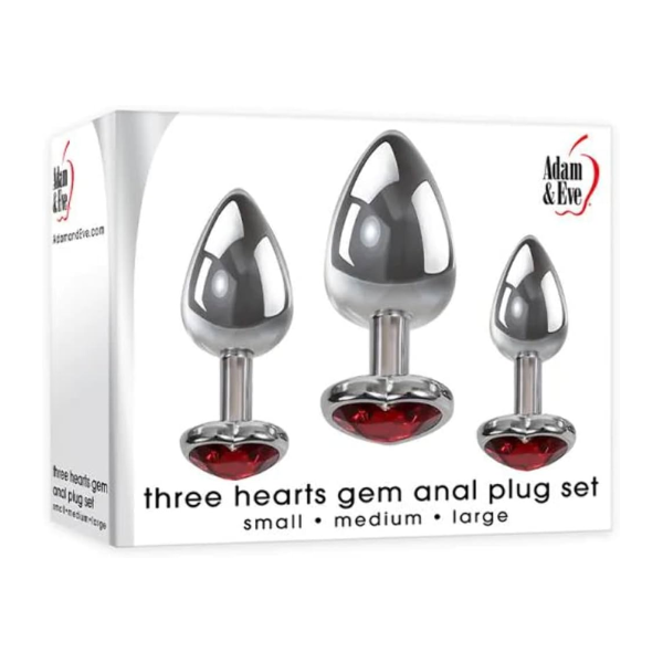 Adam & Eve Three Hearts Gem Anal Plug Set - One Stop Adult Shop