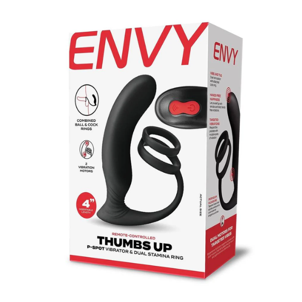 Envy Thumbs Up P-Spot Vibrator & Dual Stamina Ring - One Stop Adult Shop