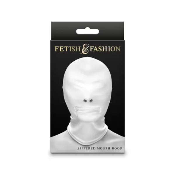 Fetish & Fashion Zippered Mouth Hood White - One Stop Adult Shop