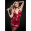 Cutout Lace Halter Dress With Garters 3 Pc Red - One Stop Adult Shop