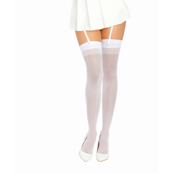 Dreamgirl Back Seam Sheer Thigh High Stockings White - One Stop Adult Shop