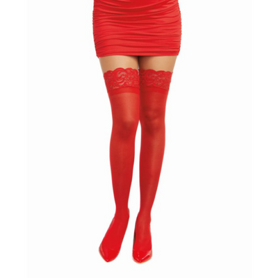 Dreamgirl Lace Top Thigh High Stockings Red - One Stop Adult Shop