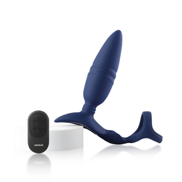 Ring'n'Rear Dual Thrusting Anal Probe with Cockring and Remote