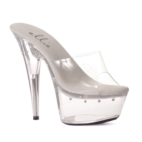 Slip On Rhinestone Platform Clear 6in Size 9 - OSAS