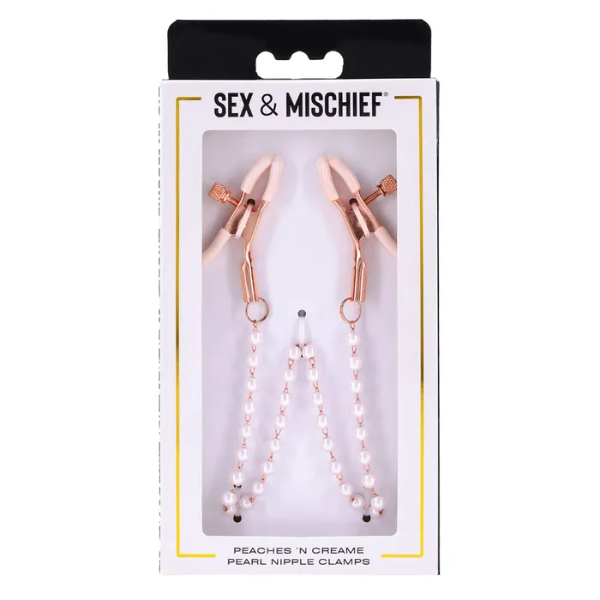 Sex & Mischief Peaches n CreaMe Pearl Nipple Clamps - OSAS