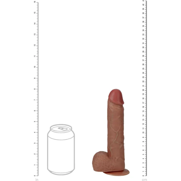 REALROCK 20cm Vibrating & Rotating Cock & Balls Tan