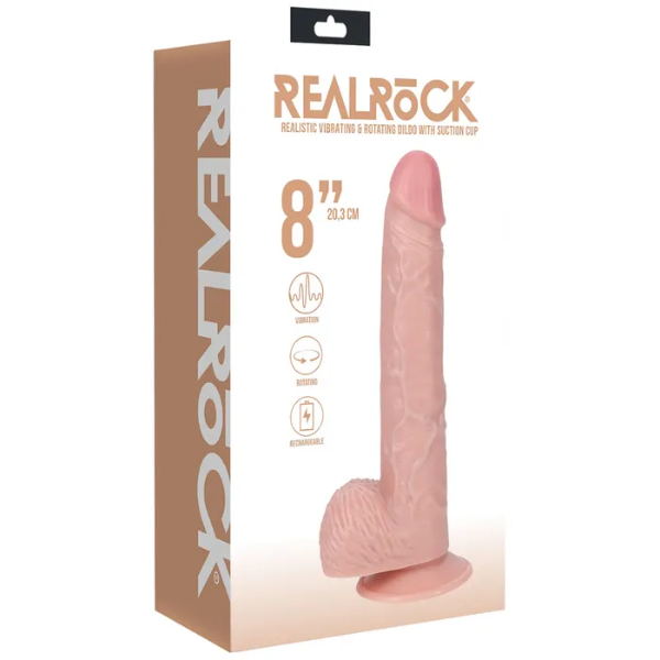 REALROCK 20cm Vibrating & Rotating Cock & Balls Flesh