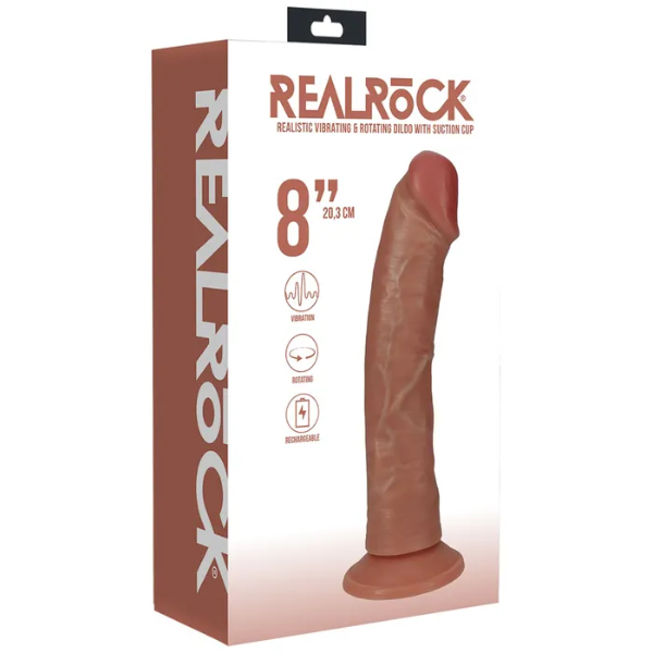 REALROCK 20cm Vibrating & Rotating Cock Tan