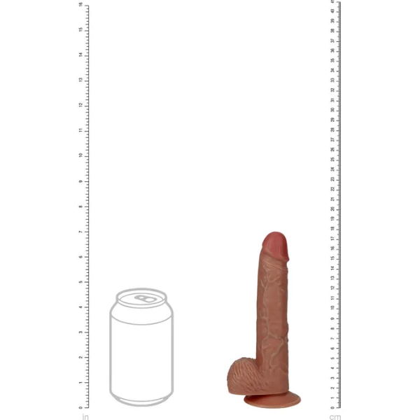 REALROCK 18cm Vibrating Cock & Balls Tan