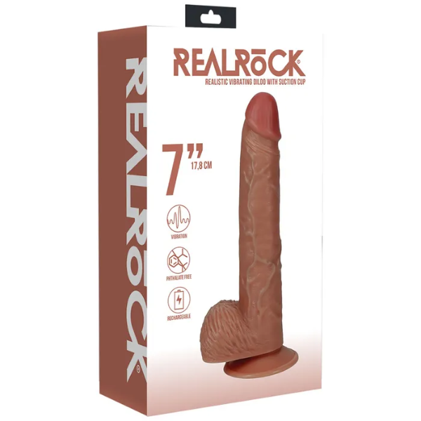 REALROCK 18cm Vibrating Cock & Balls Tan