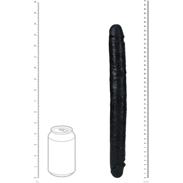 REALROCK 35cm Slim Double Dildo Black - OSAS