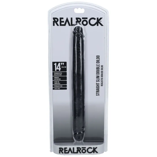 REALROCK 35cm Slim Double Dildo Black - OSAS