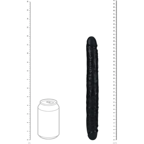 REALROCK 30cm Slim Double Dildo Black - OSAS