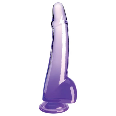 King Cock Clear 10in Cock with Balls Purple