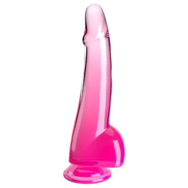 King Cock Clear 10in Cock with Balls Pink