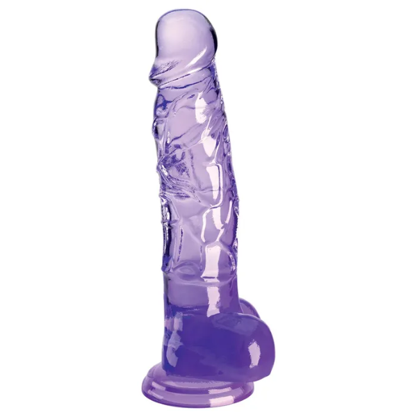 King Cock Clear 8in Cock with Balls Purple