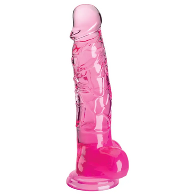 King Cock Clear 8in Cock with Balls Pink