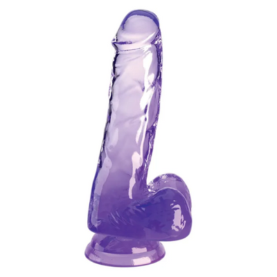 King Cock Clear 6in Cock with Balls Purple