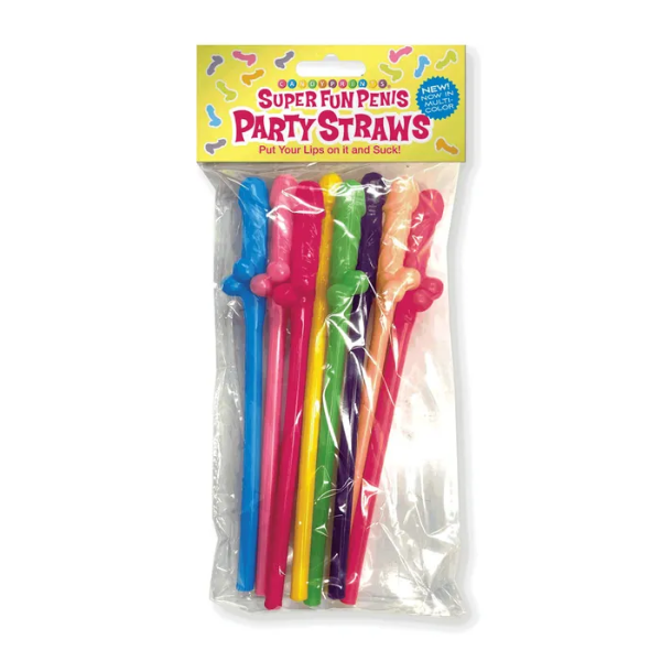 Super Fun Penis Party Straws Coloured