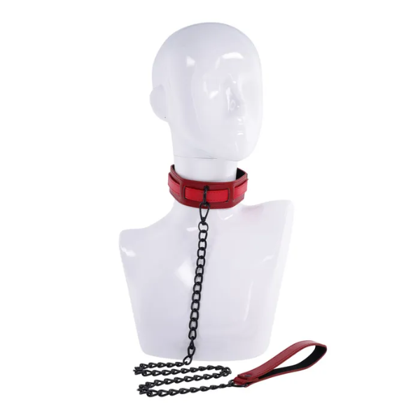 S&M Exs & Ohs Collar and Leash Red