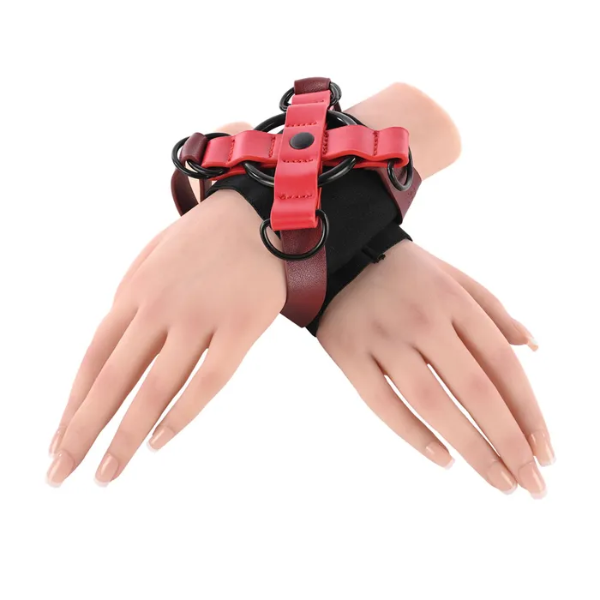 S&M Exs & Ohs Cross Cuffs Red/Black