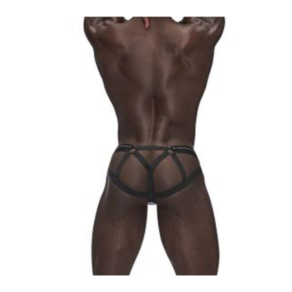 Male Power Sexagon Strappy Ring Jock Grey L/XL