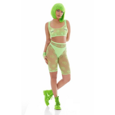 Grünes Bodysuit-Set „Out of This World“ mit Alien-Pasties